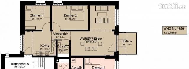 moderne, zentral gelegene 3.5 Zimmer-Wohnunge