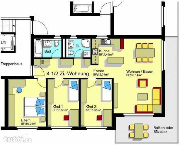 Helle moderne 4 1/2 Wohnung