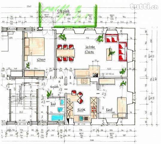 3½ Zi. Gartenwohnung mit Sitzplatz