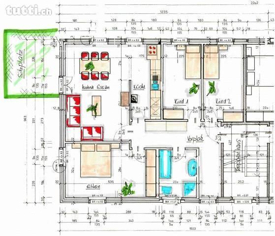 4½ Gartenwohnung mit Sitzplatz