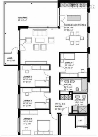 Exklusive 5 1/2-Zimmerwohnung mit 31 m2 Balko