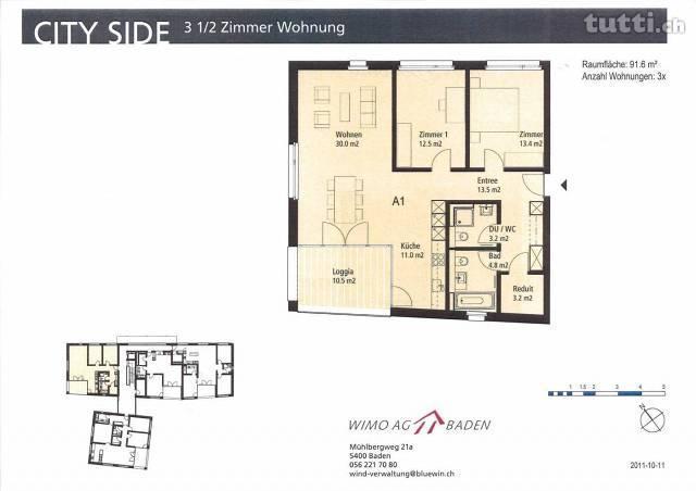 Neue, hochwertige 3½-Zimmerwohnung mit Anblic